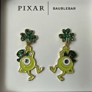 NIB Baublebar X Disney Pixar Mike Wazowski Monsters Inc St Patricks Day Earrings